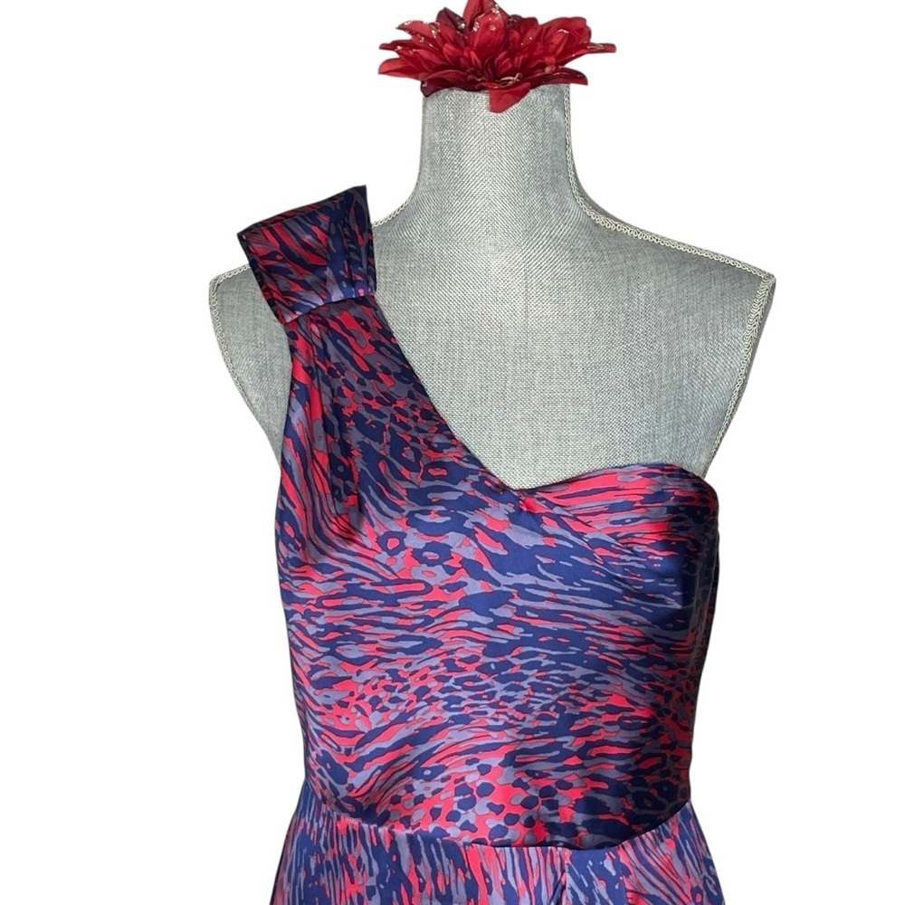 BCBGeneration Raspberry Red Multi One -Shoulder Cocktail Dress Sz 8 - Picture 7 of 16